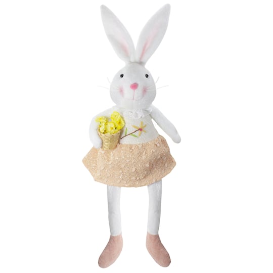 24&#x22; White &#x26; Pink Girl Easter Bunny Spring Figure